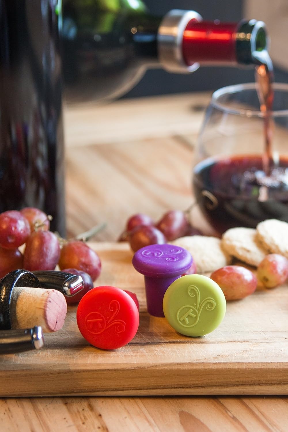 image:imageOutset B229 Silicone Wine Bottle Stoppers Set of 4 AssortedAssorted Colors