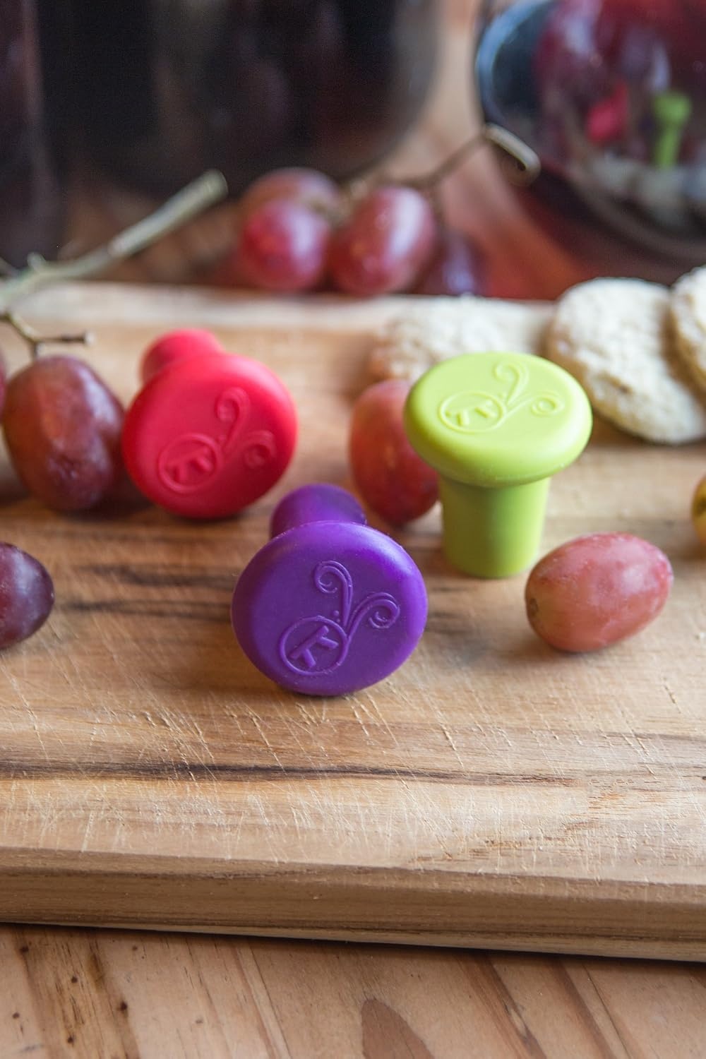image:imageOutset B229 Silicone Wine Bottle Stoppers Set of 4 AssortedAssorted Colors
