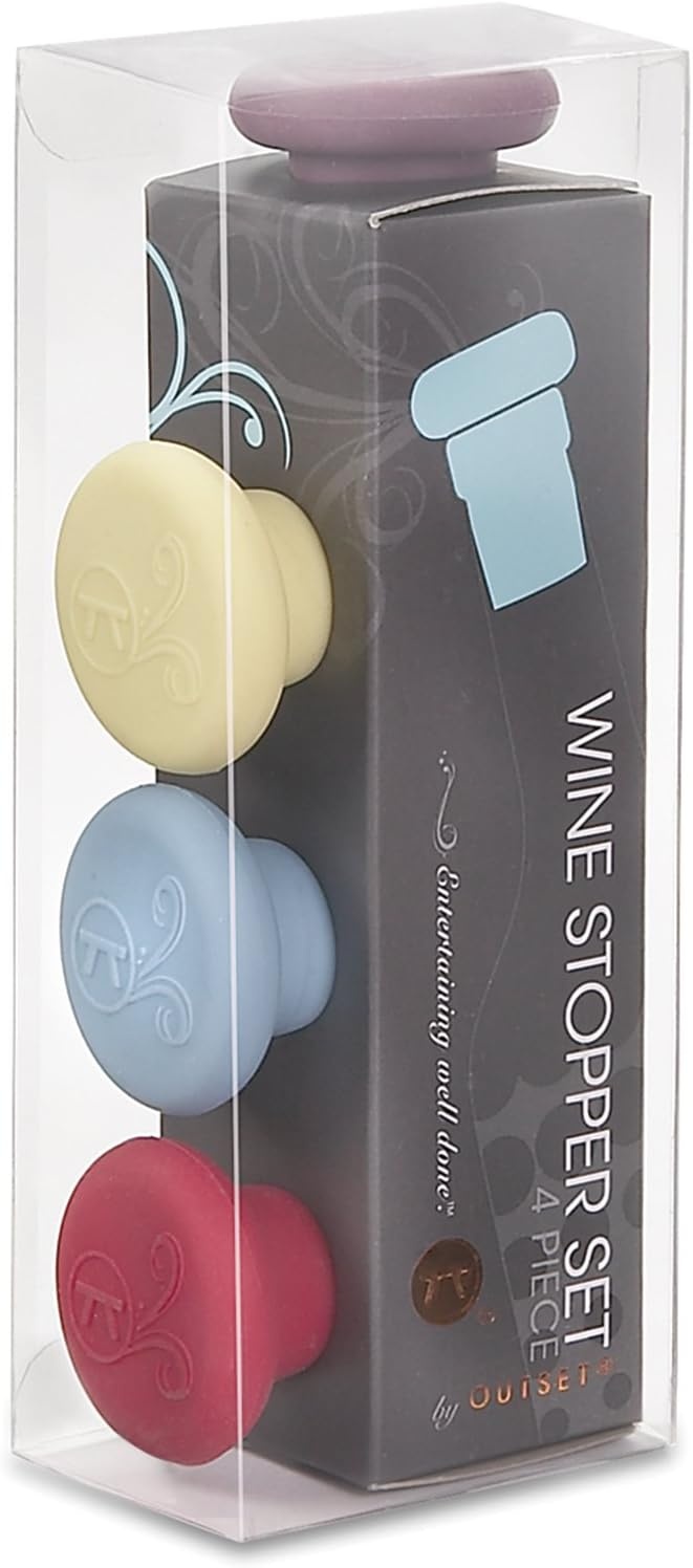 image:imageOutset B229 Silicone Wine Bottle Stoppers Set of 4 AssortedAssorted Colors