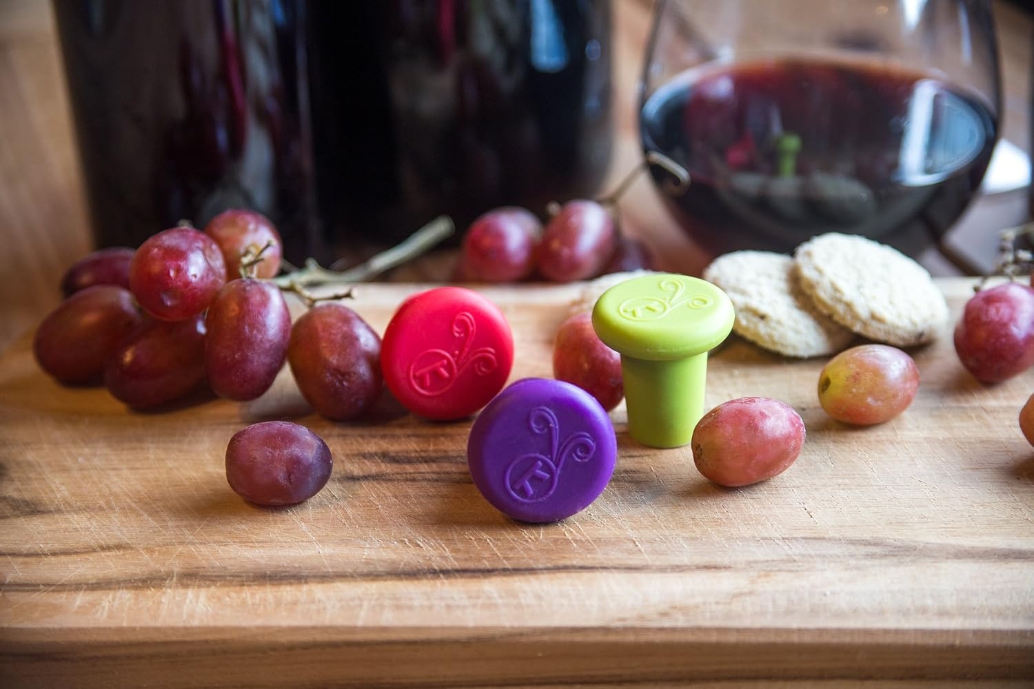 image:imageOutset B229 Silicone Wine Bottle Stoppers Set of 4 AssortedAssorted Colors