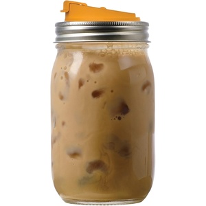 image:imageJarware Drink Orange Lid for RegularMouth Mason Jars  Snap Cover To Prevent Spills  Regular Mouth Mason Jar Sip Lid  Mason Jar Lifestyle  On The Go Drinks  Lid OnlyRegular Mouth