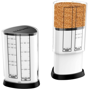 image:imageKitchenArt 2 Cup Tri Adjust ACup Easy Pour Measuring Cup 325x325x6 BlackWhite  Mess Free Pouring  Measures 18 to 2 Cups  Includes Conversions  Kitchen Adjustable Measuring Cup For Liquids amp Solids1 Cup